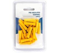 Lot de 20 bornes pré-isolées jaunes par blister pour des connexions électriques sûres et fiables dans les installations électriques.