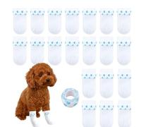 Lot de 20 bottes jetables blanches pour protection des pattes, chaussures réglables avec ruban adhésif pour chiens de petite, moyenne et grande taille, chaussettes pour éviter le léchage des pattes et