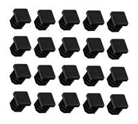 Lot de 20 bouchons de rechange carrés en plastique noir pour pieds de poteau, chaise, table, tabouret, pieds de meubles (15 x 15 mm)