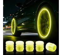 Lot de 20 Bouchons de Valve Pneu de Voiture Lumineux, Bouchons De Valve Fluorescents, Anti-Poussière Lumineux Couvre-Valve, Couverture de Pneu Fluorescents pour Voiture, Vélo et Motos (Jaune)