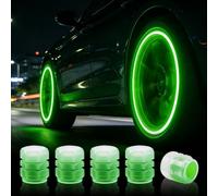 Lot de 20 Bouchons de Valve Pneu de Voiture Lumineux, Bouchons De Valve Fluorescents, Anti-Poussière Lumineux Couvre-Valve, Couverture de Pneu Fluorescents pour Voiture, Vélo et Motos (Vert)