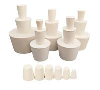 Lot de 20 bouchons en caoutchouc solide, blanc, bouchon de laboratoire en caoutchouc pour réservoir de bouteille, bouchon à trou conique, assortiment de tailles 000#-7#, 10 tailles assorties
