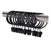 Lot de 20 boucles de rideaux en métal argenté traité par galvanoplastie, avec clips, diamètre Intérieur : 38 mm