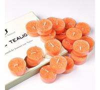 Lot de 20 bougies chauffe-plat parfumées à l'orange, 5h de combustion, cire végétale, coffret cadeau pour décoration intérieure, idéal pour Noël et anniversaire