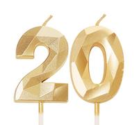 Lot de 20 bougies dorées pour 20e anniversaire
