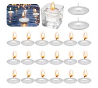 Lot de 20 bougies flottantes en métal blanc métallisé, non parfumées, 37 mm, bougies flottantes décoratives pour mariage, piscine, fête, spa, baignoire, Saint-Valentin, Noël