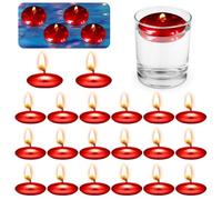 Lot de 20 bougies flottantes rouges métallisées - Bougies flottantes dorées - Bougies flottantes non parfumées - Bougies chauffe-plat pour piscine de mariage, baignoire de Saint-Valentin, fêtes (rouge