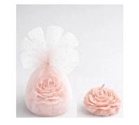 Lot de 20 Bougies Petites Fleurs Roses en Cire de Colza + 20 Tulles Voile | Cadeaux Invités Mariage, Baptême, Naissance | Souvenirs et Décoration Événementielle