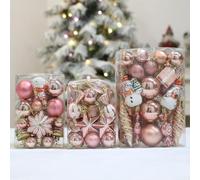 Lot de 20 boules de Noël avec cordes attachées et chapeaux pour l'accrocher facilement sur les arbres standard et autres décorations de vacances (B)