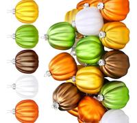 Lot de 20 boules de Noël en forme de citrouille avec finition mate - Décoration à suspendre pour fêtes de fin d'année
