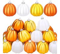 Lot de 20 boules de Noël en forme de citrouille avec finition mate - Décoration à suspendre pour fêtes de fin d'année