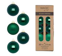 Lot de 20 boules de Noël en verre - 6 cm - Mat et brillant - Boules de Noël pour Noël - Décoration de Noël et décoration de sapin de Noël - Vert foncé - Vert foncé