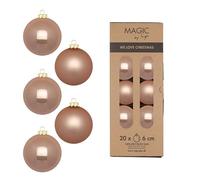 Lot de 20 boules de Noël en verre - 6 cm - Mat et brillant - Boules de Noël pour Noël - Décoration de Noël et sapin de Noël - Beige - Golden Sesame