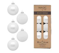 Lot de 20 boules de Noël en verre - 6 cm - Mat et brillant - Boules de Noël pour Noël - Décoration de Noël et sapin de Noël - Blanc pur