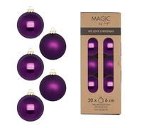 Lot de 20 boules de Noël en verre - 6 cm - Mat et brillant - Boules de Noël pour Noël - Décoration de sapin de Noël et décoration de sapin de Noël - Violet - Symphony violet