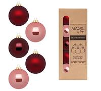 Lot de 20 boules de Noël en verre vintage Rose 6 cm