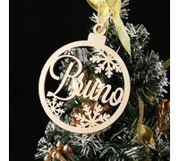 Lot de 20 boules de Noël personnalisées - Décoration de sapin de Noël - Personnalisables - Prénoms découpés au laser - Étiquettes cadeaux de Noël pour les invités - Décoration de nom (bois, lot de 20)