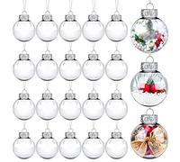 Lot de 20 boules de Noël transparentes en plastique - 6 cm - Remplissables - Pour bricolage - Décoration d'arbre de Noël