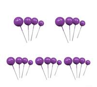 Lot de 20 boules en mousse dorées avec fil métallique pour décoration de gâteaux de fête d'anniversaire, cupcakes et célébrations en différentes tailles 2 cm, 2,5 cm, 3 cm, 4 cm (violet)