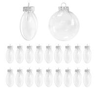 Lot de 20 boules plates en plastique transparent - Remplissables - Pour sapin de Noël - 6 cm - Pour le bricolage et l'artisanat (60 mm, 20 pièces)