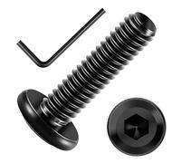 Lot de 20 boulons 6,35 mm, vis à tête plate hexagonale 6,35 mm, vis de meubles en acier inoxydable 304, filetage complet, oxyde noir et clé hexagonale Mywish