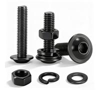 Lot de 20 boulons à tête bombée M5 x 16 mm en acier inoxydable noir avec écrous, rondelles plates et de verrouillage - Kit de boulons Allen en acier inoxydable 304 pour meubles, cadre de lit