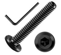 Lot de 20 boulons de 6,35 mm, vis à tête plate hexagonale à tête plate 6,35 mm, vis de meubles en acier inoxydable 304, filetage complet, oxyde noir et clé hexagonale Mywish