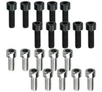 Lot de 20 boulons de tige de vélo, boulons d'étrier de frein à disque avec rondelles, M5 x 16 mm, M5 x 12 mm, vis de cage pour porte-bouteille d'eau de vélo, noir et argent