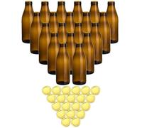Lot de 20 bouteilles à jus gouveo 1000 ml Antik avec bouchon à vis doré - Bouteille en verre brun de 1 litre avec fermeture TO48 - Bouteille vide à remplir (SFA1000G)