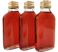 Lot de 20 bouteilles en verre 100 ml (0,1 l) avec bouchons à visser métal - Pour brasser gin, huile, vinaigre, vin, vodka - Diah (20 bouteilles 100 ml)