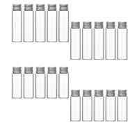 Lot de 20 bouteilles en verre en aluminium avec bouchon à vis, bouteilles en verre transparent, petits récipients avec couvercle, mini bouteilles en verre, utilisé pour bonbons, liquides, épices