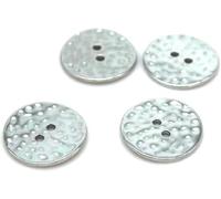 Lot de 20 boutons à 2 trous de 25 mm avec motif gravé, accessoires de couture, DIY, argent, 20 pièces