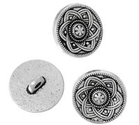 Lot de 20 boutons en métal argenté vieilli - Motif celtique - 15 mm - Boutons à œillets à coudre