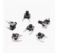 Lot de 20 boutons poussoirs tactiles momentanés PCB 6x6, 4 broches, interrupteur à réinitialisation automatique, angle droit, avec support, 6 x 6 x 4,3/4,5/5/6/7/7,5/8/9/10 mm(6X6X10MM)