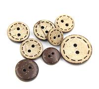 Lot de 20 boutons ronds double face en bois de noix de coco 2 trous 15 mm