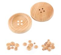 Lot de 20 boutons ronds en bois de différentes tailles avec 4 trous pour couture, réparations, projets de vêtements et décorations artisanales (23 mm)