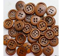 Lot de 20 boutons ronds en bois marron nobles - 20 mm - 4 trous à coudre - Bricolage - Scrapbooking pour vestes - Boutons de veste - Chapeaux - Marron foncé - Boutons à 4 trous