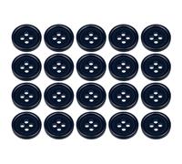 Lot de 20 boutons ronds en plastique à coudre pour jupes, pantalons, 4 trous, bleu foncé, 15 mm, longueur 24 L