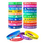 Lot de 20 bracelets en silicone Bible, bracelets en silicone imprimés avec des versets bibliques, bracelets religieux inspirants, adaptés aux événements, Noël, Pâques et autres occasions