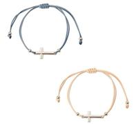 Lot de 20 bracelets en tissu réglables avec croix en métal, fil de polyester et croix en métal, réglable à n'importe quelle taille. Détail pour événements religieux, mariages, communions, baptêmes