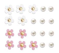 Lot de 20 Breloques Décoratives Bijoux Chaussures en Forme de Fleur et Perles pour Chaussures Crocs pour Filles et Adultes, Taille Unique, Polychlorure de Vinyle, Pas de Gemme