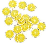 Lot de 20 breloques en forme de citron jaune émaillé pour la fabrication de bijoux, bracelets, colliers, breloques et bijoux