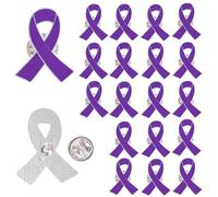 Lot de 20 broches de sensibilisation à la violence domestique et à l'épilepsie avec ruban violet en émail
