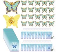 Lot de 20 broches en forme de papillon bleu avec verset de la Bible, sac en organza pour femme, église, dimanche, école, communion, fête