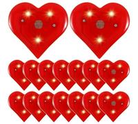 Lot de 20 broches LED clignotantes en forme de cœur rouge pour la Saint-Valentin, mariage, fête d'anniversaire, taille unique, Métal