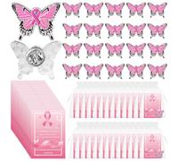 Lot de 20 broches papillon en ruban rose cancer du sein pour femmes pins badge octobre rose sensibilisation au cancer du sein, pour événements sociaux caritatifs, avec cartes et sachets en organza