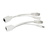 Lot de 20 câbles adaptateurs répartiteurs RJ45 PoE 17 cm Alimentation CC passive Ethernet pour caméra IP Blanc/noir (20, blanc)
