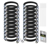 Lot de 20 câbles HDMI 2.1 8K de 3 m certifiés 48 Gbit/s ultra haut débit, 10K 8K @ 100 Hz, 4K @ 120 Hz, HDCP 2.2 et 2.3 eARC HDR 10 Dolby DTS:X, compatible avec PS5/Blu-ray/HDTV/Roku TV/Switch 2/Mac