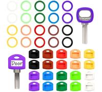 Lot de 20 caches de clés colorés ronds et carrés pour clés d'identification flexibles pour clés de maison, pour identifier facilement les clés de porte de maison, 10 couleurs, 2 styles (Lot de 40)