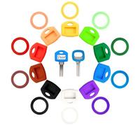 Lot de 20 caches de clés colorés ronds et carrés pour clés d'identification flexibles pour clés de maison, pour identifier facilement les clés de porte de maison, 10 couleurs, 2 styles